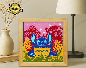 Stitch Osterei Lightbox SVG, DIY Ostern Schatten Box Vorlage (Digitaler Download)