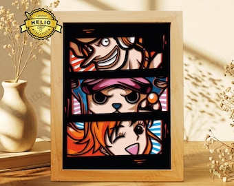 Anime Paper Cut Lightbox SVG, Pirates Shadow Box Template for Cricut, Weak Trio