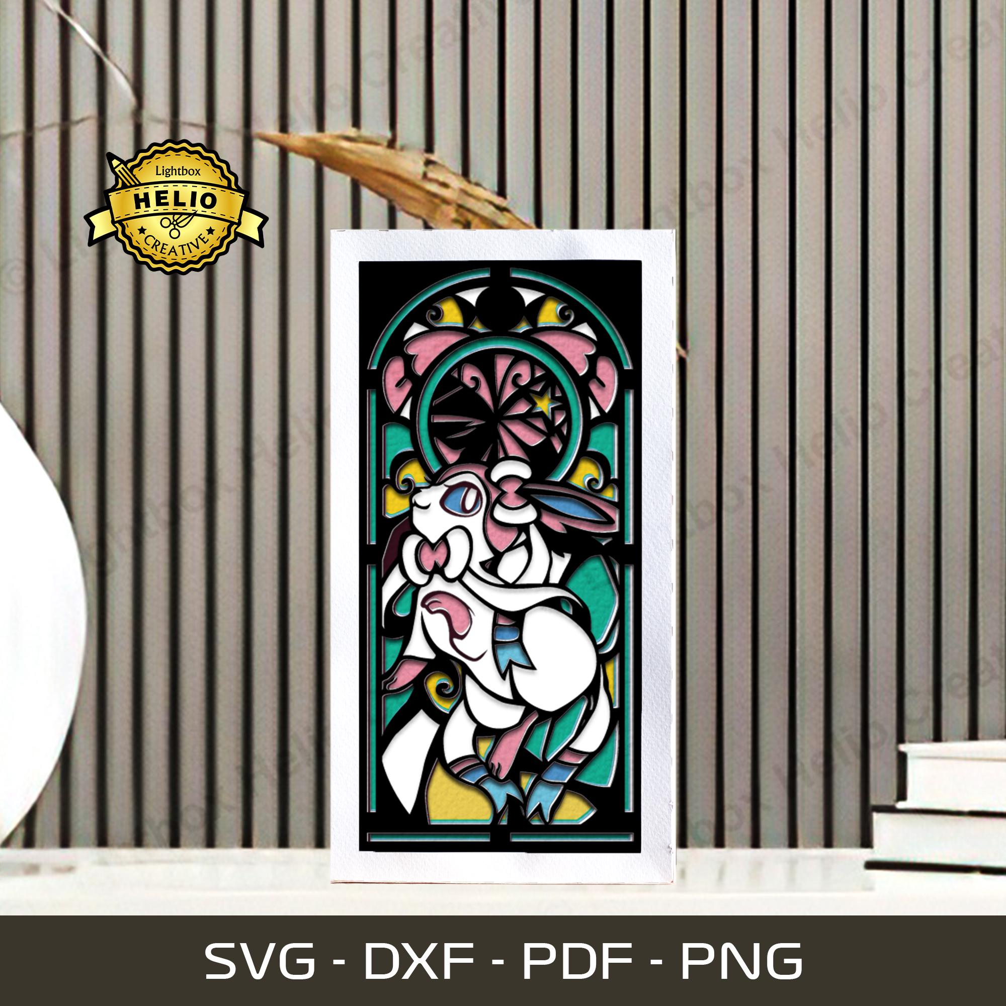 Combo Eeveelutions Pokemon Shadow Box SVG With FREE Paper Frame