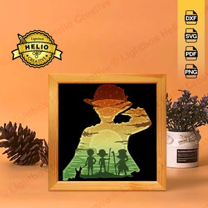 One Piece Ruffy, Ace, Sabo 3D Lightbox SVG: Anime Shadow Box Vorlage (Digitaler Download)
