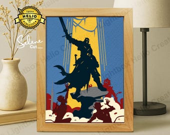 Fantasy Dämonentöter Schattenbox SVG: Gothic Henker Lightbox Vorlage (Digitaler Download)