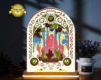 Valentine Pop-up Lightbox SVG, Cartoon Couple Shadow Box Template for Paper Cut, Cricut, Silhouette