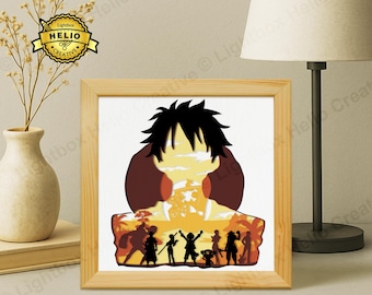 Anime Paper Cut Lightbox SVG, Straw Hat Pirates Shadow Box Template for Cricut, Silhouette