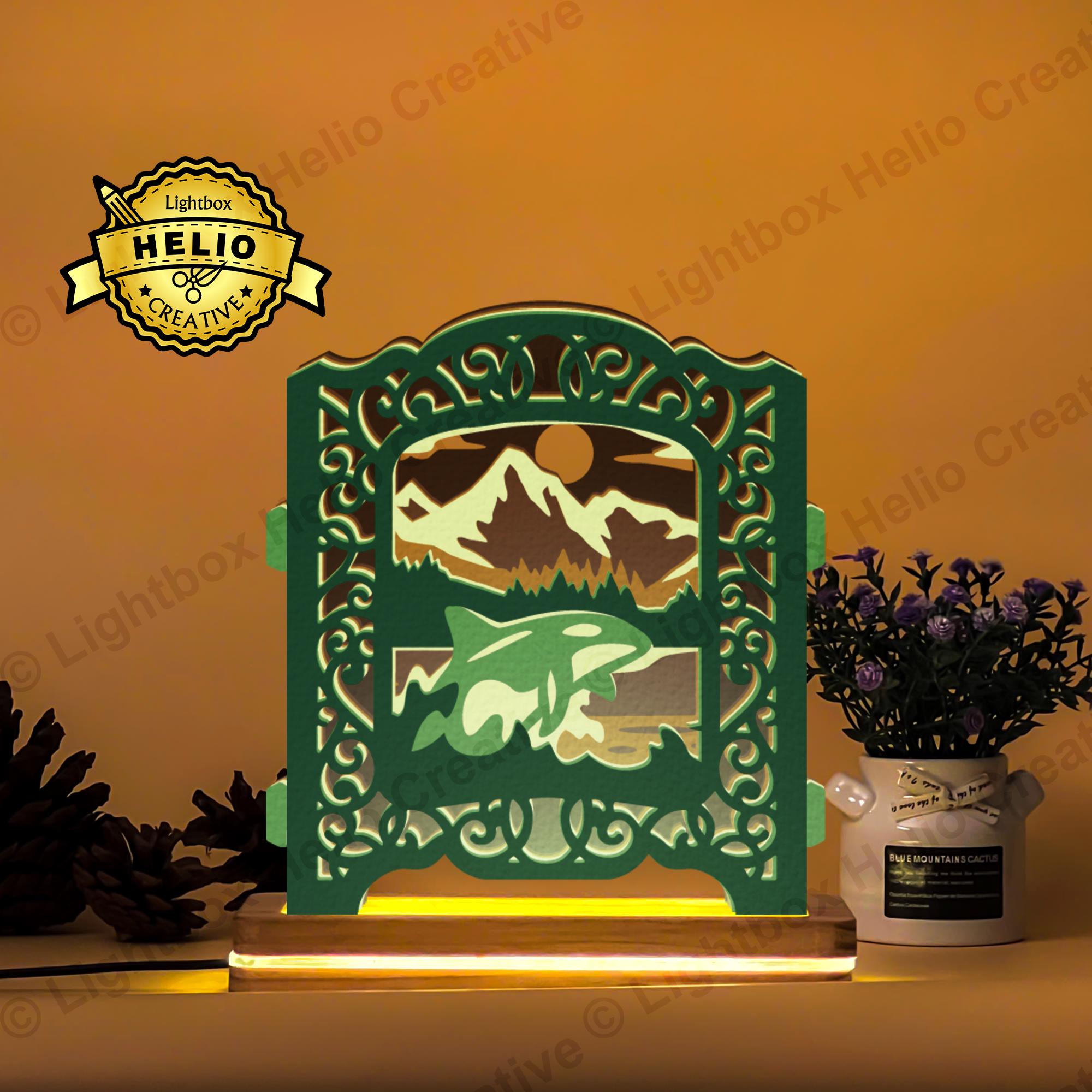 Killer Whale 3D Pop-up Lightbox SVG DXF Files, DIY Shadow Box for ...
