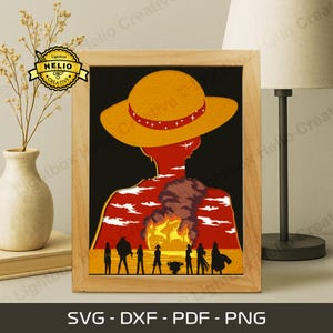One Piece Lightbox SVG: Lebewohl, fröhlich zu sein #2 Schatten Box Vorlage (Digitaler Download)