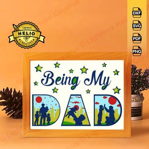 Dad 3D Lightbox SVG: Father&#39;s Day Shadow Box Paper Art Template (Digital Download)