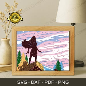 Wycinanka z postaciami z kreskówek w formacie SVG, szablon Western Shadow Box dla Cricut, wycinany laserowo
