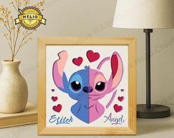 Valentine Paper Cut Lightbox SVG, Cartoon Characters Shadow Box Template for Cricut, Silhouette