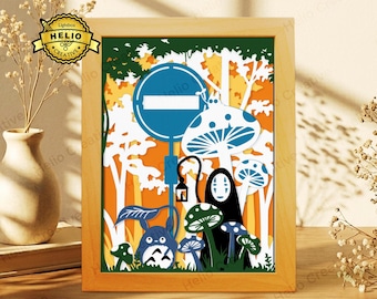 Forest Spirit & Ghost 3D Lightbox SVG: Anime Shadow Box Template for Cricut