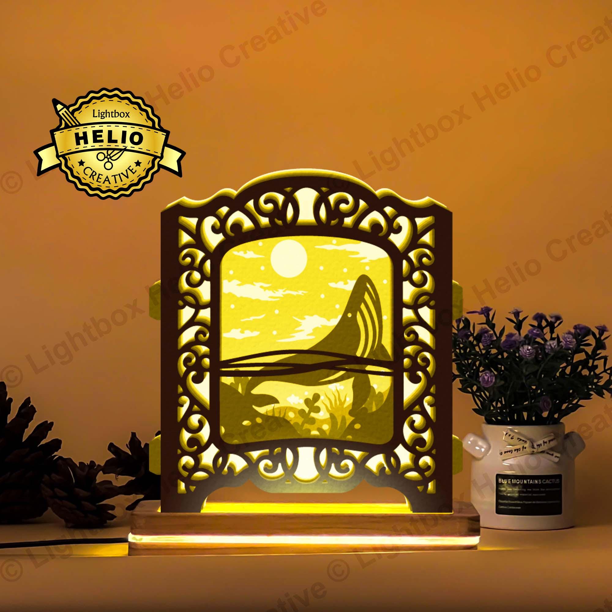 Whale 3D Paper Cut Pop-up Lightbox SVG, Shadow Box Template for Cricut ...