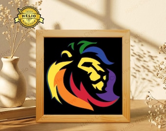 Pride Lion Paper Cut Lightbox SVG, LGBTQ Shadow Box Template for Cricut Silhouette