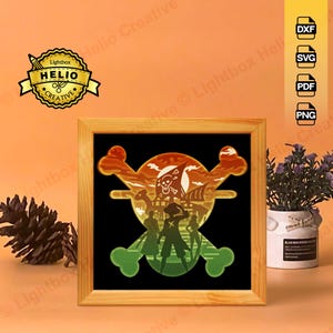 One Piece Lightbox SVG: Luffy, Zoro, Nami & Going Merry Shadow Box Vorlage (Digitaler Download)