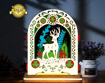 Deer Pop Up Lightbox SVG, Nature Shadow Box Template for Paper Cut, Cricut, Silhouette