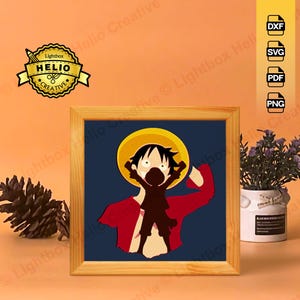 Monkey D. Luffy 3D Lightbox SVG: Schattenbox Vorlage (Digitaler Download)