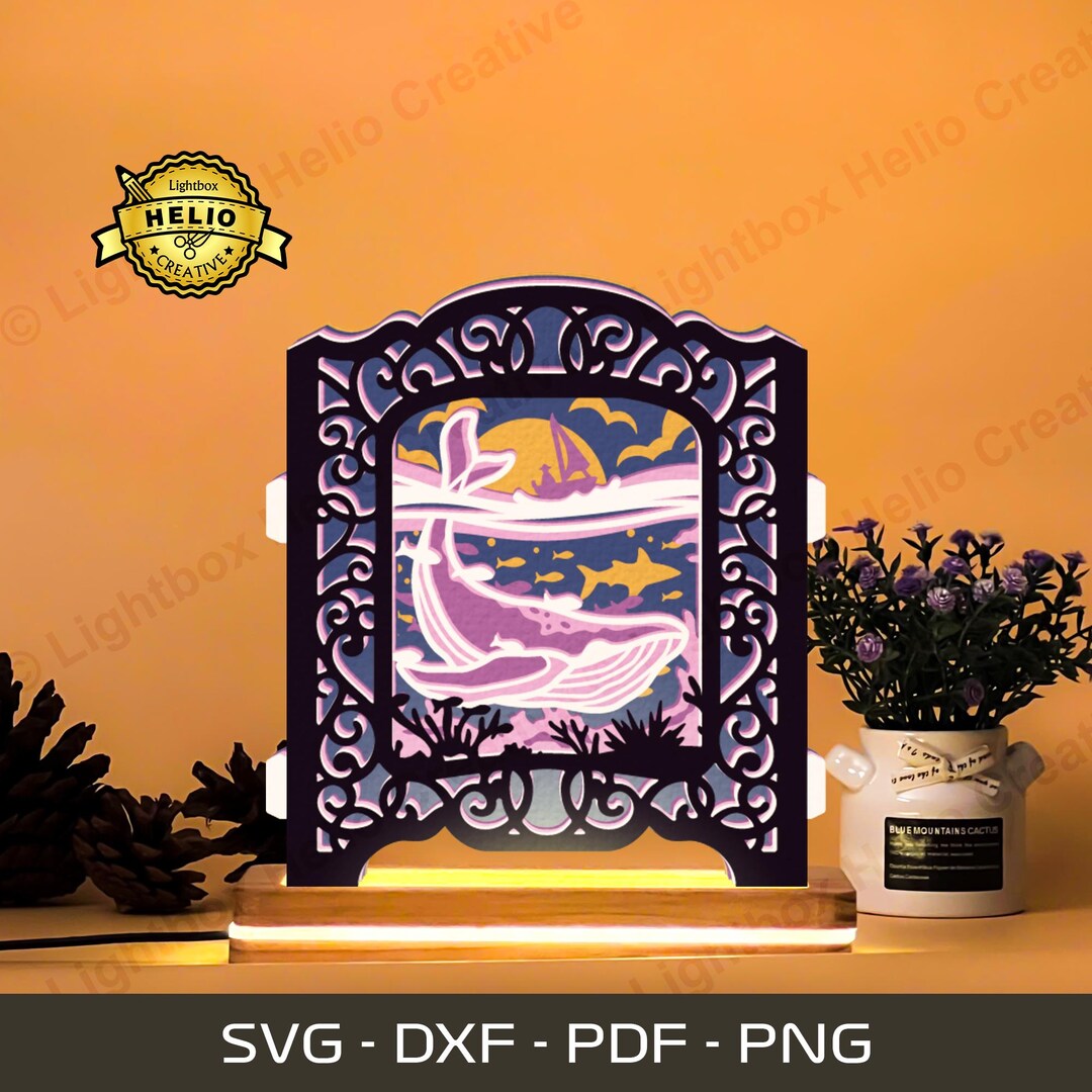 Whale 3D Pop-up Lightbox SVG: 3D DIY Ocean Shadow Box (digital Download ...