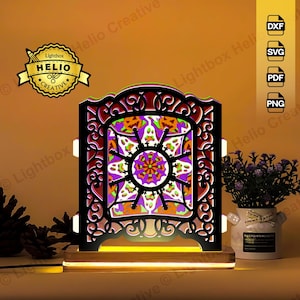 Halloween Mandala 3D Pop-up Lightbox SVG DXF Files, DIY Halloween Shadow Box for Cricut, Silhouette, Hand Cut Layered Paper Art, Home Decor