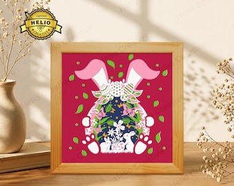 Paashaas papieren uitsnede schaduwdoos SVG, lente decoratie lichtbak sjabloon voor Cricut Silhouette