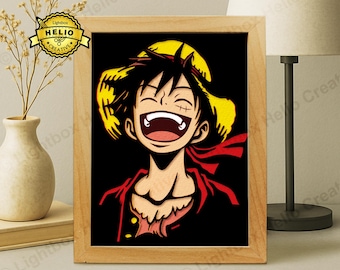 One Piece Lightbox SVG: Monkey D. Luffy Smile Shadow Box Template (Digital Download)
