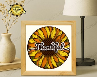 Thanksgiving Paper Cut Lightbox SVG, Thankful Text Shadow Box Template for Cricut Silhouette