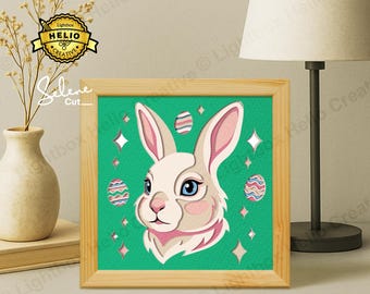 Osterhase Shadow Box SVG: DIY Kaninchen Lightbox Vorlage (Digitaler Download)
