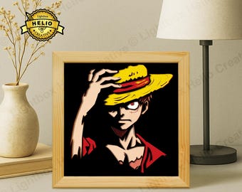 One Piece Lightbox SVG: DIY Luffy Strohhut Schatten Box Vorlage (Digitaler Download)
