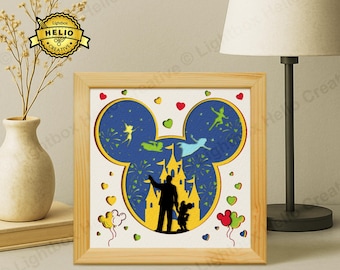 Disney Anniversary Lightbox SVG, DIY Mickey Mouse Shadow Box Template (Digital Download)