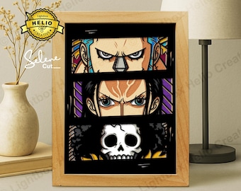 One Piece Split Panel Lightbox SVG: Franky, Robin & Brook Schattenbox Vorlage (Digitaler Download)