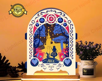 Alice in Wonderland Pop-up Lightbox SVG: DIY Disney Shadow Box Template (Digital Download)