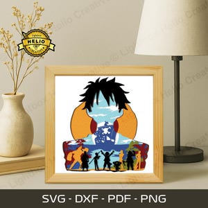 Plantilla de caja de luz de One Piece Shadow Box SVG: Piratas del Sombrero de Paja DIY, Going Merry