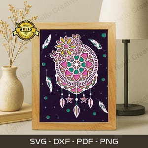 Flower Dreamcatcher Lightbox SVG: DIY Fantasy Shadow Box Template (Digital Download)