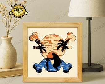 One Piece Lightbox SVG: Luffy and Shanks Shadow Box Template (Digital Download)