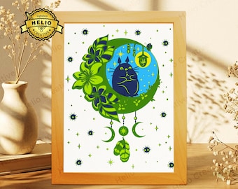 Forest Spirit Dreamcatcher Lightbox SVG: 3D Anime Shadow Box Template for Cricut, Silhouette