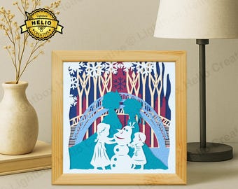 Frozen Elsa and Anna 3D Lightbox SVG: DIY Disney Shadow Box Template (Digital Download)