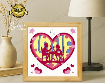 Verlieben Schatten Box SVG: Valentinstag Lightbox Vorlage (Digitaler Download)