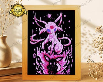 Anime 3D gelaagde schaduwdoos SVG, huisdier monster lichtbak sjabloon voor Cricut Silhouette