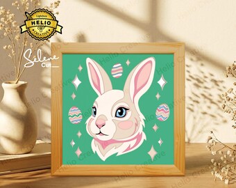 Easter Bunny Paper Cut Lightbox SVG, Shadow Box Template for Cricut, Silhouette, Laser Cut