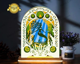 Mermaid Pop Up Lightbox SVG, Underwater Shadow Box Template for Paper Cut, Cricut, Silhouette