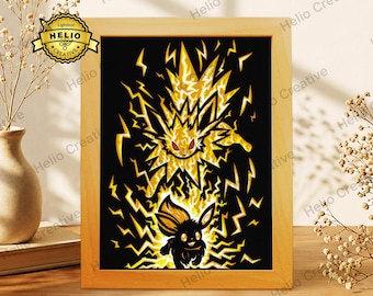 Anime 3D gelaagde schaduwdoos SVG, huisdier monster lichtbak sjabloon voor Cricut Silhouette