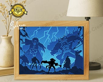 One Piece Lightbox SVG: DIY Supernovae Vs Kaiser Schatten Box Vorlage, Onigashima (Digitaler Download)