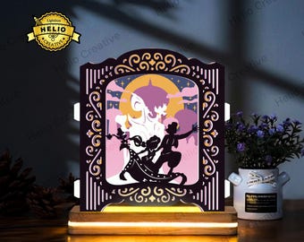 Aladdin Shadow Box SVG: 3D Arabian Nights pappersklipp popup-ljuslåda mall för Cricut