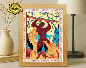 Hercules 3D Lightbox SVG: DIY Greek Mythology Shadow Box Template (Digital Download)