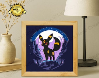 Pokemon Umbreon Lightbox SVG, Anime Schattenbox Vorlage, Evoli (Digitaler Download)