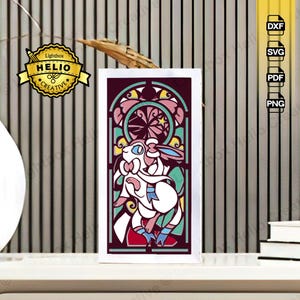 File SVG DXF di Pokemon Sylveon 3D Lightbox, Shadow Box fai da te per Cricut, carta tagliata a mano