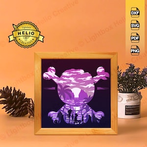 One Piece 8 3D Lightbox SVG DXF Files, DIY One Piece Shadow Box for Cricut, CnC Cut, Hand Cut Paper Art, Jolly Roger, Straw Hat Crew