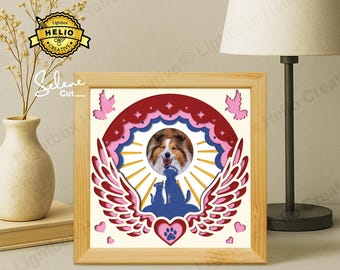 Personalisierte Hund und Katze Gedenk-Leuchtkasten SVG: Haustier Schatten Box Vorlage (Digitaler Download)