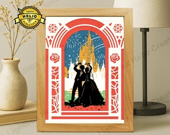 Hochzeitspaar Lightbox SVG: DIY Valentinstag Schatten Box Vorlage (Digitaler Download)