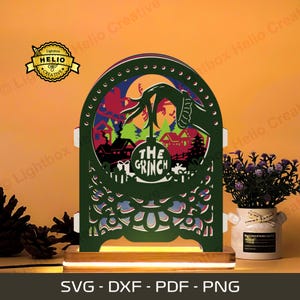 Grinch Pop-up Lightbox SVG: Szablon DIY Christmas Shadow Box (do pobrania w wersji cyfrowej)