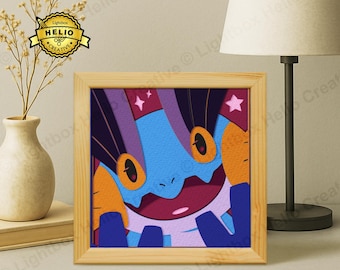 Pokemon Swampert Schatten Box SVG, Anime Lightbox Vorlage (Digitaler Download)
