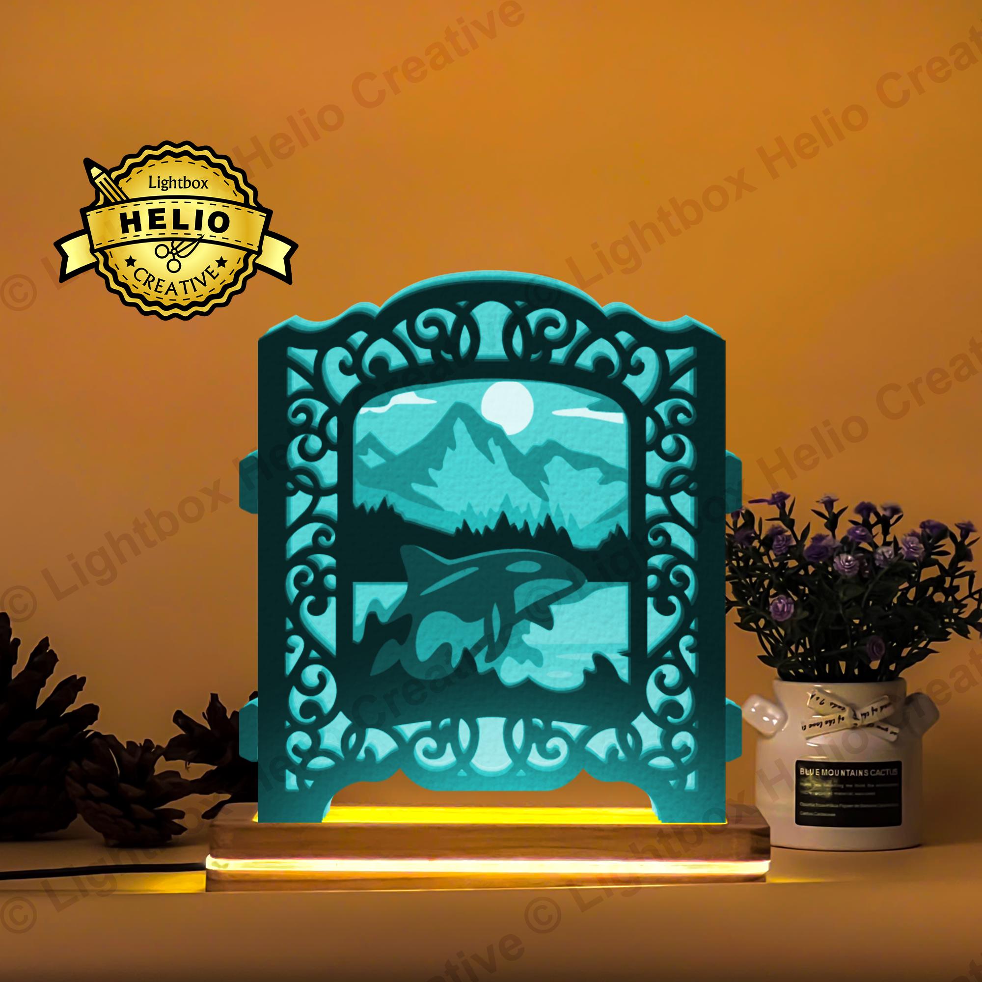 Killer Whale 3D Pop-up Lightbox SVG DXF Files, DIY Shadow Box for ...