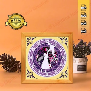 Steampunk Valentine 3D Lightbox SVG: Timeless Couple Shadow Box Template (Digital Download)